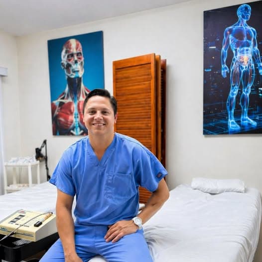 Mario Carpenter, fisioterapeuta, en su consultorio de Ciudad Madero